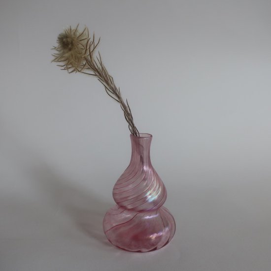 Vintage pink marble glass small flower vase/ビンテージ ピンク