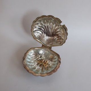 Vintage Shell Silver Tray /ビンテージ シェルモチーフ シルバー 小物入れ(A037)