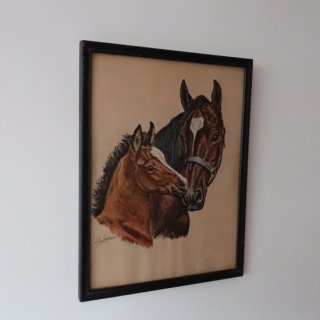 vintage Horse Painting wall deco /ビンテージ 馬モチーフ アート ウォール デコ(A041)