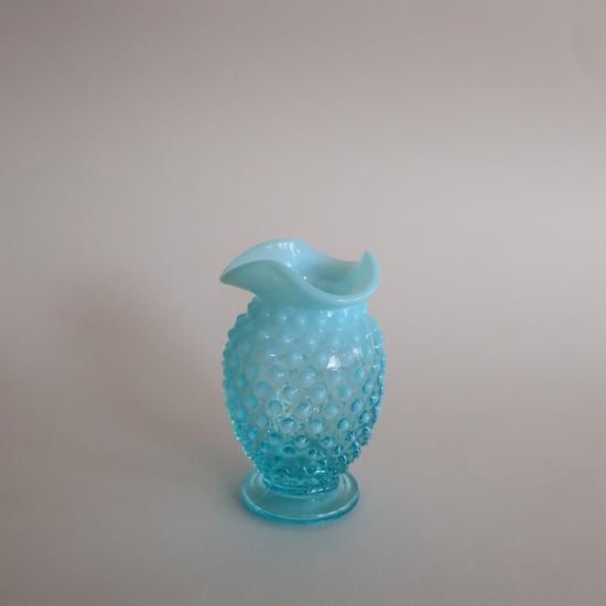 美品　フェントン　フラワーベース　ホブネイル　花瓶　ブルー　USA　ヴィンテージ 美品 フェントン フラワーベース ホブネイル 花瓶 ブルー USA