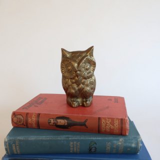 Vintage owl motif brass object/ビンテージ 真鍮 フクロウ モチーフ オブジェ(A062)