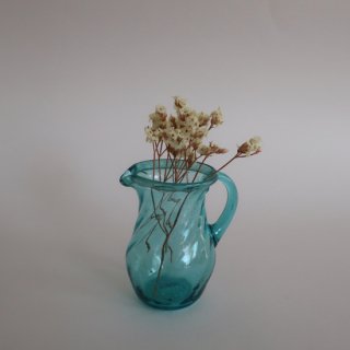 Vintage mini blue glass flower vase/ビンテージ ブルー ガラス ミニ フラワーベース /花器/一輪挿し(A066)