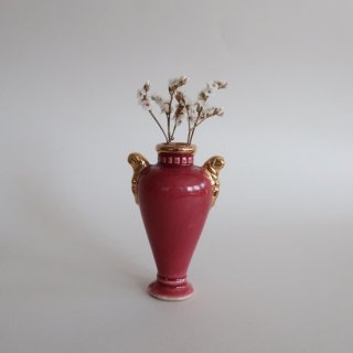 Vintage Ceramic Mini Burgundy Flower Vase/ビンテージ 陶器 バーガンディー ミニ フラワーベース/花瓶(A069)