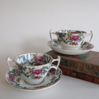 Vintage Booths社製 Ceramic Cup&Saucer/ビンテージ 陶器 カップ＆ソーサーset(A071)