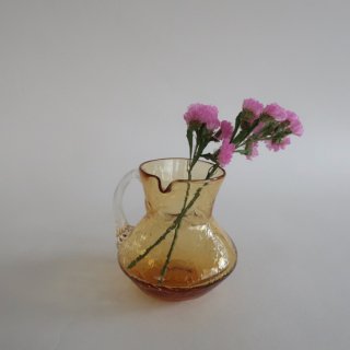Vintage mini amber glass flower vase/ビンテージ アンバー ガラス ミニ フラワーベース /花器/一輪挿し(A078)