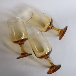 Vintage 60's Amber Wine Glass /ビンテージ アンバーガラス ワイン グラス (A081)