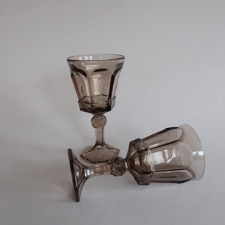 Vintage 60's Smoke Wine Glass /ビンテージ スモークガラス ワイン グラス (A082)