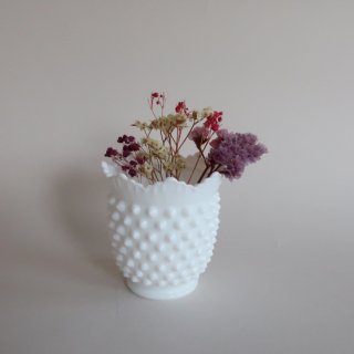 Vintage Milk glass Sugar pot (hobnail)/ビンテージ ミルクガラス ホブネイル シュガーポット(A090)