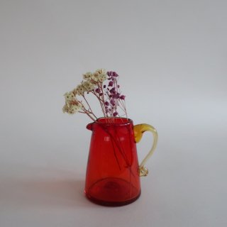 Vintage mini red glass flower vase/ӥơ å 饹 ߥ ե١ /ִ/ޤ(A093)