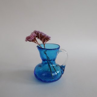 Vintage mini blue glass flower vase/ӥơ ֥롼 饹 ߥ ե١ /ִ/ޤ(A094)