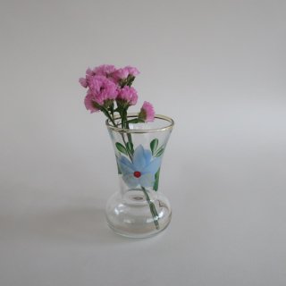Vintage mini hand painted glass flower vase/ビンテージ 花柄 ガラス ミニ フラワーベース /花器/一輪挿し(A095)