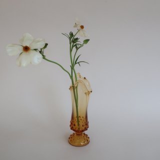 Vintage amber swung glass vase/ӥơ С 饹 ե١ /ִ/(A118)