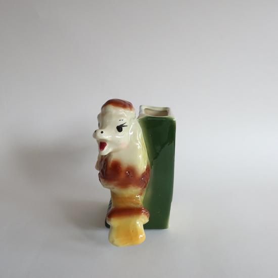 Vintage Ceramic Flower Vase poodle motif/ビンテージ 陶器