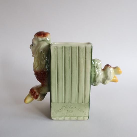 Vintage Ceramic Flower Vase poodle motif/ビンテージ 陶器