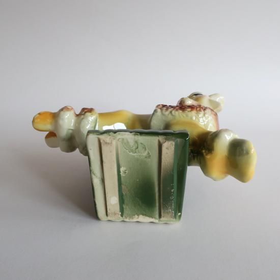 Vintage Ceramic Flower Vase poodle motif/ビンテージ 陶器
