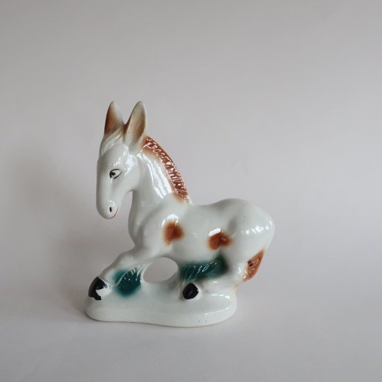 vintage Ceramic Donkey Object/ビンテージ 陶器製 ロバ オブジェ/置物(A126)