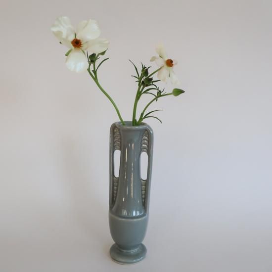 Vintage Ceramic Beige Flower Vase/ビンテージ 陶器 ベージュ