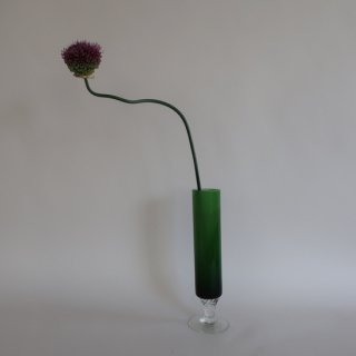 Vintage green glass flower vase/ビンテージ ガラス フラワーベース/花器/花瓶(A135)