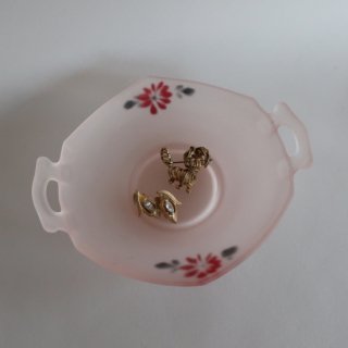 Vintage Pink Glass Accessory Tray/ӥơ ԥ󥯥饹 ꡼ ȥ졼/饹(A140)