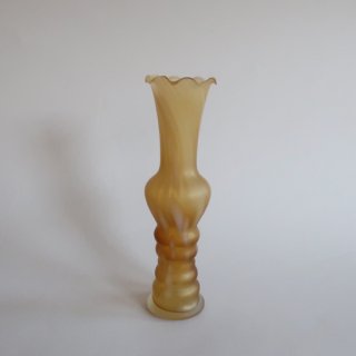Vintage Amber Marble frosted glass flower vase/ビンテージ アンバー マーブル ガラス フラワーベース/花器/花瓶(A147)