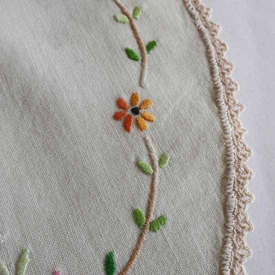 Vintage place mat/ビンテージ 刺繍 クロス 敷物(A153)