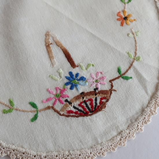 ヴィンテージ 手刺繍クロスステッチ テーブルクロス【in0403