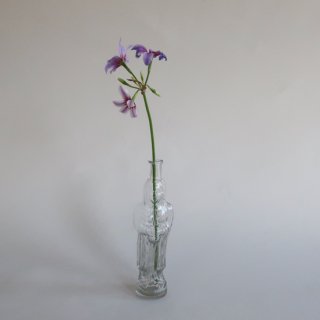 Vintage glass flower vase/ビンテージ ガラス 人物モチーフ フラワーベース/一輪挿し/花瓶(A158)