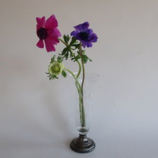 Vintage clear glass flower vase/ӥơ ꥢ饹  ե١//ִ(A171)