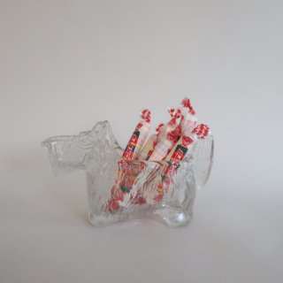 vintage glass dog object/ビンテージ ガラス製 犬 オブジェ/置物/小物入れ(A177)