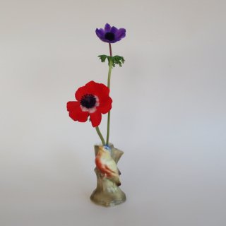 Vintage Cerami Flower Vase Bird Motif/ビンテージ 陶器 鳥モチーフ フラワーベース/花瓶(A178)