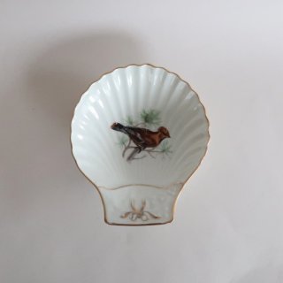 Vintage Ceramic Shell × Bird Motif Tray/ビンテージ France製 陶器 貝殻×鳥  モチーフ トレー(A180)