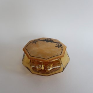 Vintage Amber Glass Candy Pot/ビンテージ スモークガラス キャンディー ポット/小物入れ(A183)