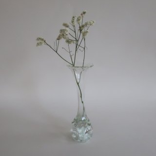 Vintage clear glass flower vase/ビンテージ クリアガラス フラワーベース/花瓶/花器(A188)