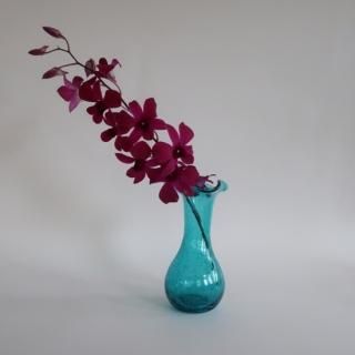 Vintage Aqua Blue glass flower vase/ӥơ ֥롼 饹 ե١/ִ/(A190)