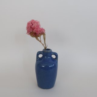 Vintage blue ceramic mini flower vase/ビンテージ 陶器 ミニ フラワーベース /花瓶/一輪挿し/(A202)