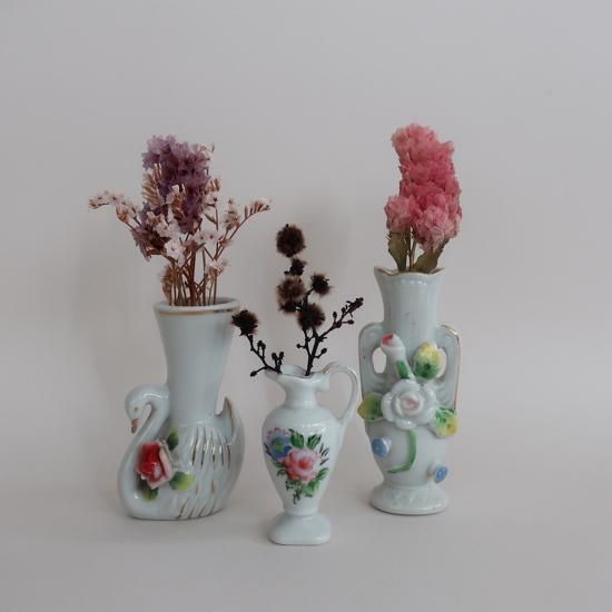 アンティーク ビンテージ 花瓶 陶器 一輪挿し ジブリ フラワーベース Vintage ceramic mini swan flower vase/ビンテージ 陶器 ミニ