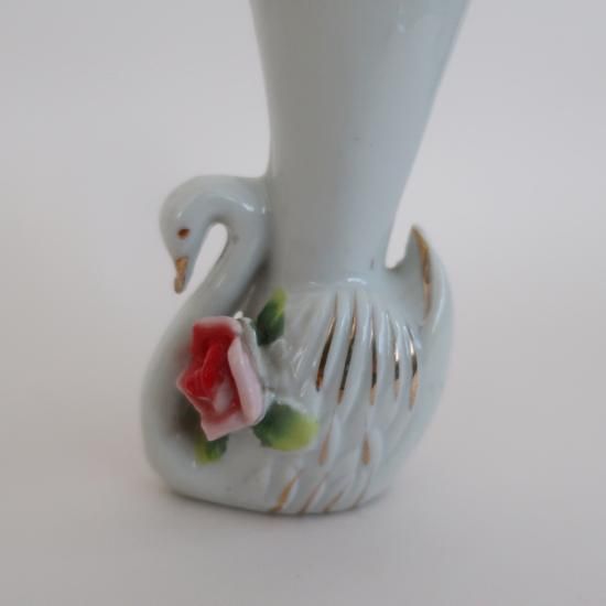 ビンテージ　陶器　花瓶　一輪挿し　フラワーベース Vintage ceramic mini swan flower vase/ビンテージ 陶器 ミニ スワン