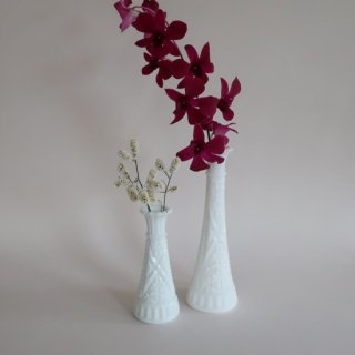 Vintage milk glass flower vase/ビンテージ ミルクガラス フラワーベース/花器/花瓶(L size)(A210)