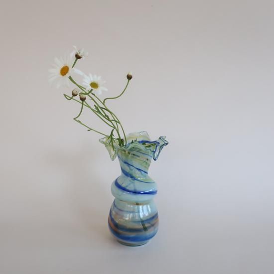 Vintage marble glass flower vase/ビンテージ マーブル ガラス