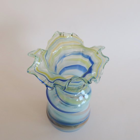 Vintage marble glass flower vase/ビンテージ マーブル ガラス