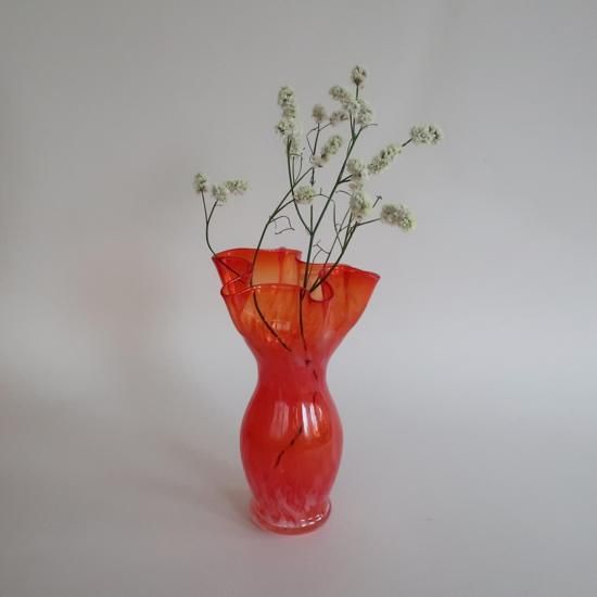 レッドストーン 休息の植木鉢 Vintage red marble glass flower