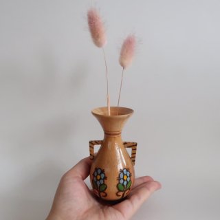 Vintage wood mini flower vase/ビンテージ 木製 ミニフラワーベース /花器/一輪挿し/オブジェ(A233)