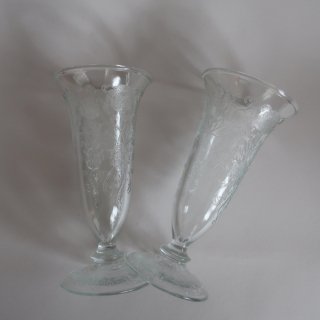 Vintage Depression glass flower vase/ビンテージ ディプレッションガラス フラワーベース/花器/花瓶(A237)