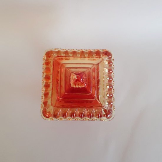 Vintage Red×Yellow Glass candy pot/ビンテージ レッド×イエロー ガラス キャンディー ポット/小物入れ(A241)