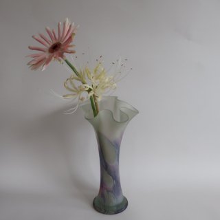 Vintage rueven glass painted vase/ӥơ 롼٥󥬥饹 ե١ /ִ/(A254)