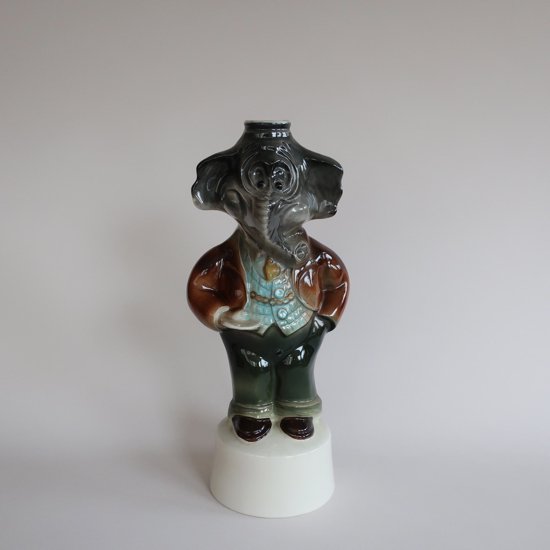 Vintage 1960 JIM BEAM WHISKEY BOTTLE ELEPHANT/flower vase/ビンテージ 陶器 ぞう モチーフ  ボトル/花瓶/オブジェ(A262)