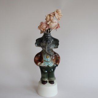 Vintage 1960 JIM BEAM WHISKEY BOTTLE ELEPHANT/flower vase/ビンテージ 陶器 ぞう モチーフ ボトル/花瓶/オブジェ(A262)