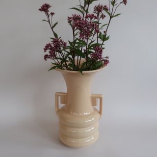 Vintage 40's Abingdon Pottery Ceramic beige Flower Vase/ビンテージ 陶器 ベージュ フラワーベース/花瓶(A263)