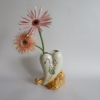 Vintage ceramic flower vase/ビンテージ 陶器 フラワーベース/花瓶/オブジェ(A264)