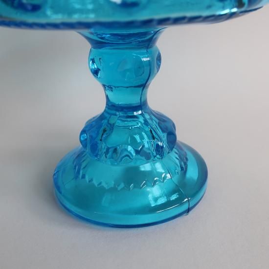 Vintage Indiana Glass blue Glass Candy Pot/ビンテージ ブルー